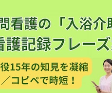 現役看護師作成！訪看の入浴介助記録のコツを伝えます 現役15年の知見。コピペで記録が爆速で終わる安心の一冊です。