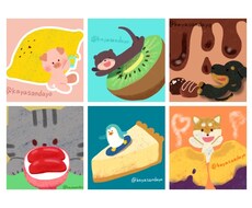 好きな物詰め合せ★ゆるふわ★動物アイコン描きます SNSアイコンで使える！癒♡かわいい動物デフォルメイラスト！