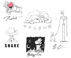ストーリーのあるイラスト線画ロゴお作りします レトロでクセのある手書きイラストでアクセントを