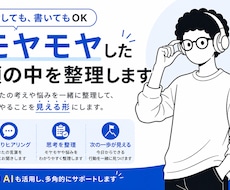 仕事・副業・発信のモヤモヤを一緒に整理します モヤモヤを言語化し、次にやることを見える形にします