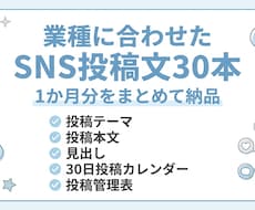 業種に合うSNS投稿文を30本作成しますます イメージ1
