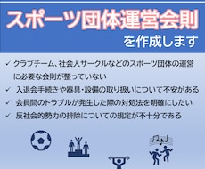 スポーツビジネスの団体運営会則を作成します スポーツ少年団、クラブチーム、社会人サークル等の運営会則