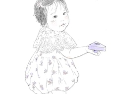 シンプルかわいい赤ちゃんの似顔絵を描きます ファーストカットアートや日々の思い出に…ポストカードサイズ