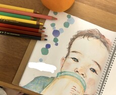 写真からお子様の似顔絵優しいタッチで描きます イメージ1