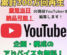 YouTube動画編集＆企画を爆速納品します 累計300万再生の実績者が、企画から編集まで爆速で代行します