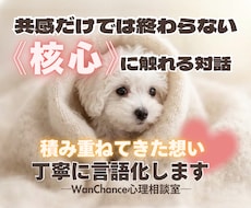 積み重ねてきた想い、丁寧に言語化します 【心理相談室】共感だけでは終わらない《核心》に触れる対話