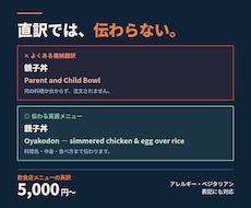 飲食店のメニューを伝わる英語に翻訳します イメージ1