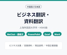 中国語⇄日本語のビジネス翻訳・資料翻訳をします イメージ1