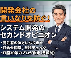 開発のセカンドオピニオン！発注者の味方になります PM経験豊富なベテランが、業者との間に入り伴走サポート！