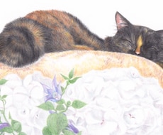 ペットの似顔絵をお好きなお花と共にお描きします イメージ1
