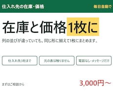 仕入れ先の在庫と価格を1枚にまとめます イメージ1