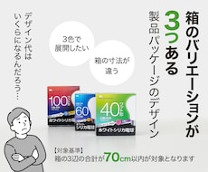 色違いやサイズ違いのパッケージデザインします ガジェット・家電・インテリア雑貨に対応／バリエーション3箱