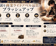 小説を商業品質へブラッシュアップします 作者らしさを残し、読者体験を最大化