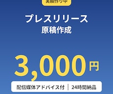 プレスリリース原稿を3000円で作成します 配信媒体アドバイス付でお届けします