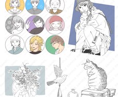 商用可。お写真を元にシンプルなイラストを描きます アイコンや挿絵などに☆線画のシンプルなイラストを描きます。