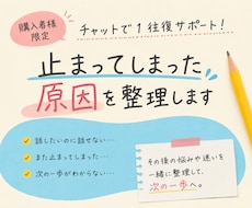 購入者様限定　止まってしまった原因を整理します 止まってしまった…を、『次の一歩』に変えるお手伝いをします