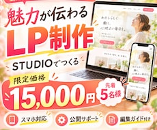 限定価格でSTUDIOで魅力が伝わるLP作成します 先着5名様限定価格！スマホ対応・公開サポート付き