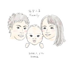 家族の似顔絵を水彩風に描きます イメージ1