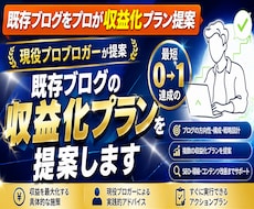 プロブロガーが既存ブログの収益化プラン考えます 収益化に必要な方向性、広告選び、執筆など総合的に提案書作成