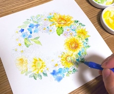 お花や植物の水彩画を制作します ブーケやリースなど、水彩画で制作致します。