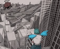 ビル群を主軸としたイラストを制作します イメージ1
