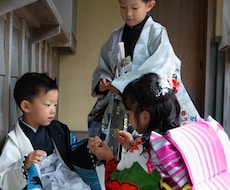 七五三・記念日・family photo 撮ります 楽しく話しながら写真撮影、思い出の写真を全部画像納品