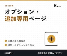 こちらはオプション・追加専用ページでございます ご購入者さま専用のオプション追加購入ページです。一般購入禁止