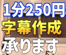 1分あたり250円 字幕(フルテロップ)挿入します イメージ1
