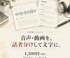 音声・動画を話者分けして文字起こしします 60分1,500円。話者分け・ケバ取り済み。Wordで納品