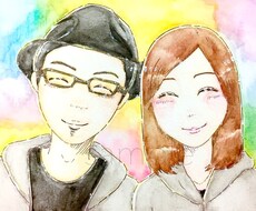 アナログ＊笑顔の似顔絵＊描きます ほんわか手描きイラストです¨̮