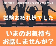 キャリコン試験後　いまのお気持ちお聴きします 大変お疲れ様でございました　いろいろ話したいこと、ないですか