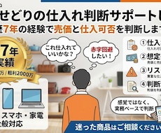 中古せどりの仕入れ判断サポートします 中古せどり歴7年の経験で売価と仕入可否を判断します