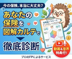 動画と音声付！あなたの保険を選ぶ力を診断します 6つの指標で図解カルテ化！あなたの保険の課題、CFP®が診断