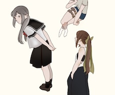 柔軟な構図のキャラクター線画イラスト制作いたします イメージ1