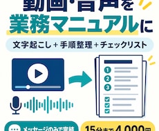 動画・音声から実用的な業務マニュアルを作成します イメージ1