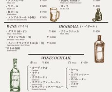 おしゃれな手書き風なメニューを作成いたします イメージ1