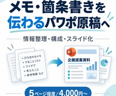 メモ・箇条書きを伝わるパワポ原稿に整理します イメージ1