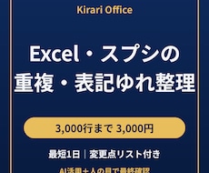 顧客リストの重複・表記ゆれを1日で整えます イメージ1