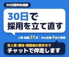 採用代行｜30日間伴走相談で応募の悩みを解消します イメージ1