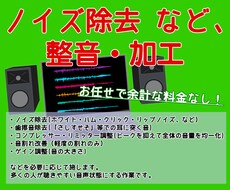 丸っと「ノイズ除去、整音加工」キレイな音声にします 全ての技術を駆使して仕上げるので対応技術の追加料金いりません