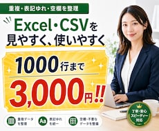 Excel・CSVのデータをきれいに整えます イメージ1