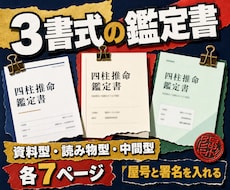 四柱推命の鑑定書テンプレートをお渡しします 3書式・各7ページ。屋号を入れてPDF保存