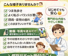 子どもの歩行姿勢チェック個別サポートします 動画写真をもとに歩行姿勢を確認し運動ポイントをお伝えします