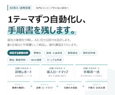 AIエージェント導入を診断から立上げまで伴走します 実践者が伴走。1テーマずつ自動化し、手順書で自走できる状態に