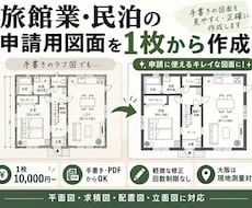 旅館業・民泊申請用の図面を1枚から作成します イメージ1
