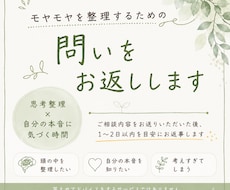 あなたのモヤモヤを整理するための問いをお返しします 一人では見えなかった気持ちや考えを整理するお手伝い