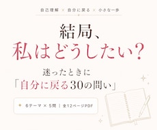 迷ったときに自分に戻る「30の問い」を届けます 気持ちが揺れたとき、自分の気持ちと選択を整理する書込みワーク