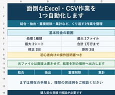 面倒なExcel・CSV作業を1つ自動化します イメージ1