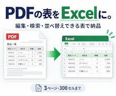 PDFの表を編集できるExcelに変換します イメージ1