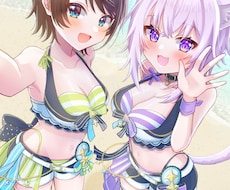 1枚絵やミニキャラも！透明感あるイラストを描きます アイコンサムネ歌みた立ち絵グッズなどに可愛いイラストを！